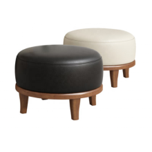 Pouf en bois avec dessus en cuir spécial chaise en bois massif